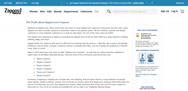 the truths about Zappos.com coupons
